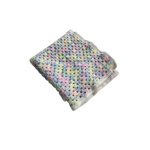 baby blanket hand crocheted granny square 21x21 inches
